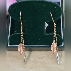 10k Gold and Silver Two-Tone Dangle Earrings